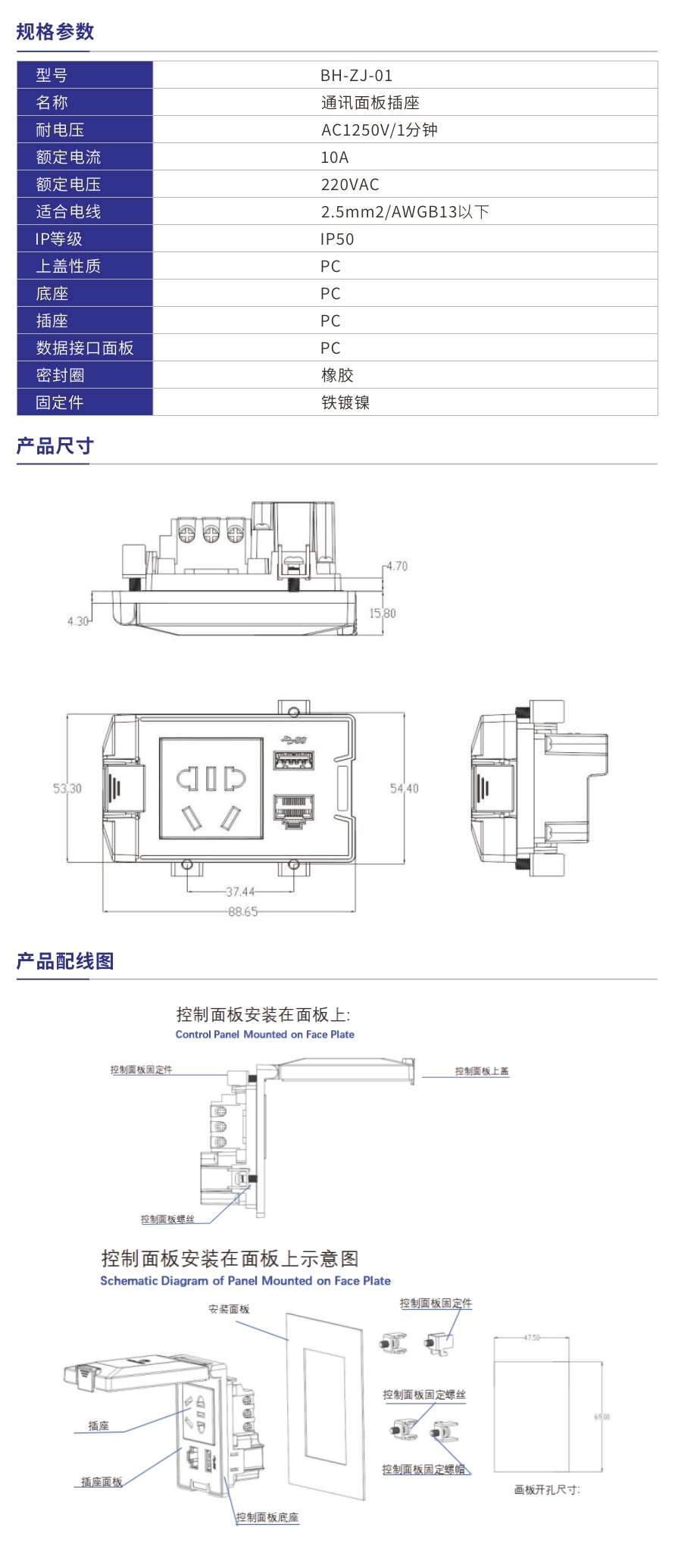 通讯面板插座参数.jpg